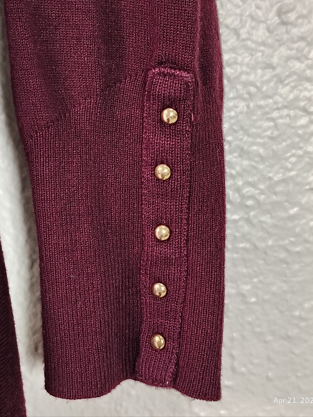 WHBM Open Front Sweater Cardigan SZ XS Burgundy WATERFALL CASUAL ACADEMIA - Picture 5 of 6